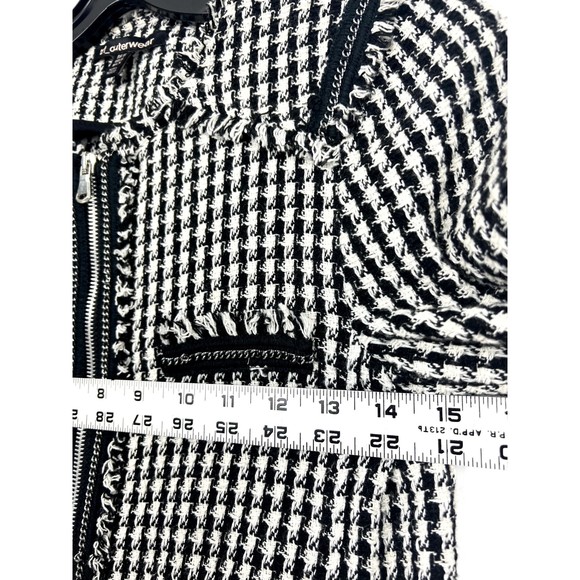 trf outerwear Houndstooth Mid-Length Womens Size XS Zipper Pocket Cozy Coat - Picture 4 of 8